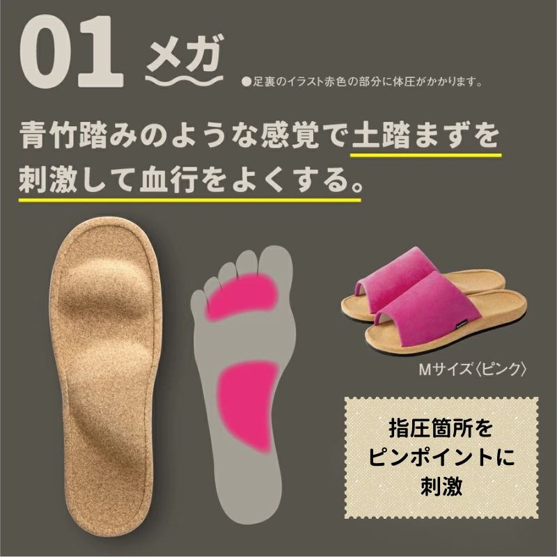 健康お部屋サンダル01M(指圧代用)ピンクMサイズ - 画像 (2)